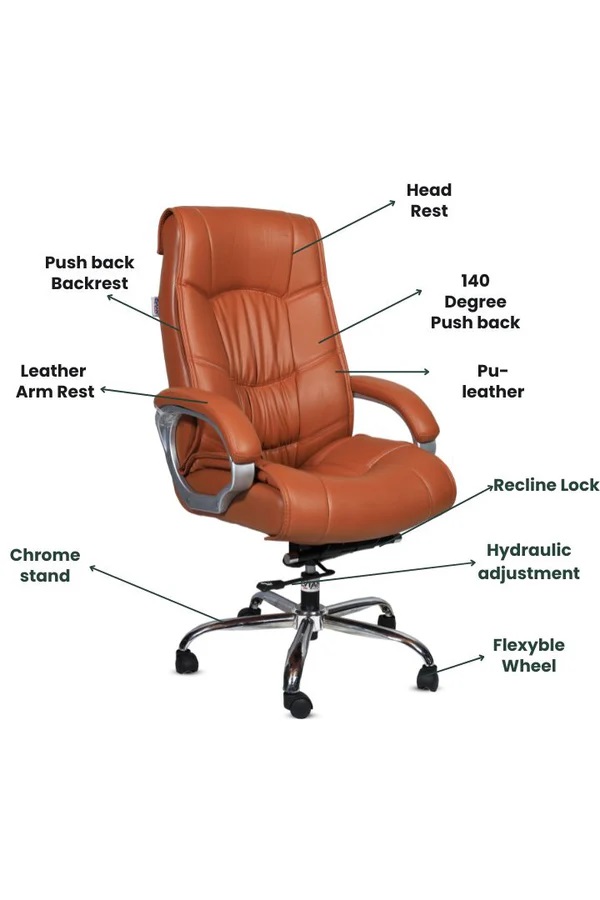 EVIAN Revolving Brown 1244 x 660 x 533 mm Wooden Office Chairs_1