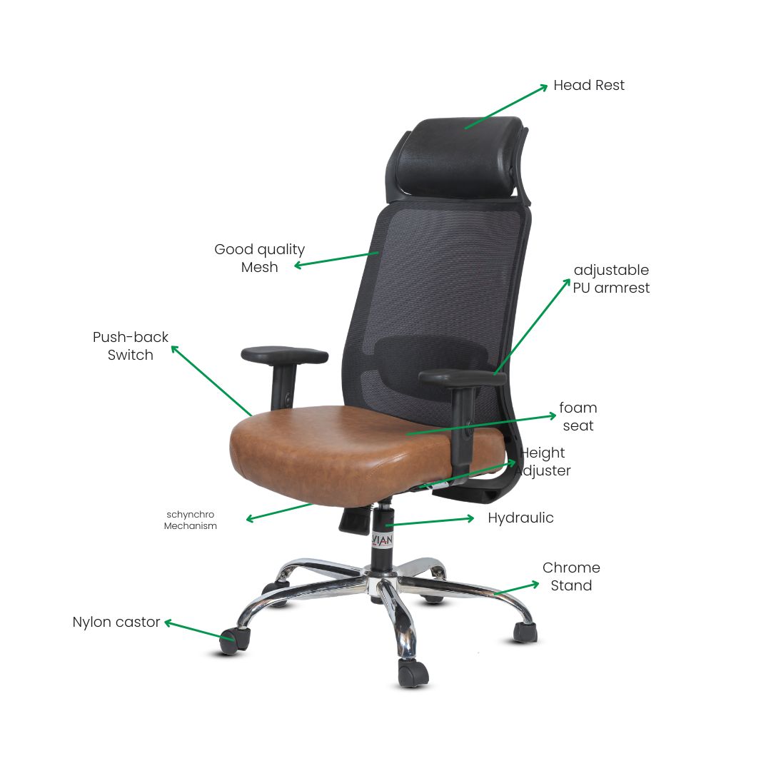 EVIAN Revolving Black and Brown 1219 x 609 x 533 mm Mesh Office Chairs_1