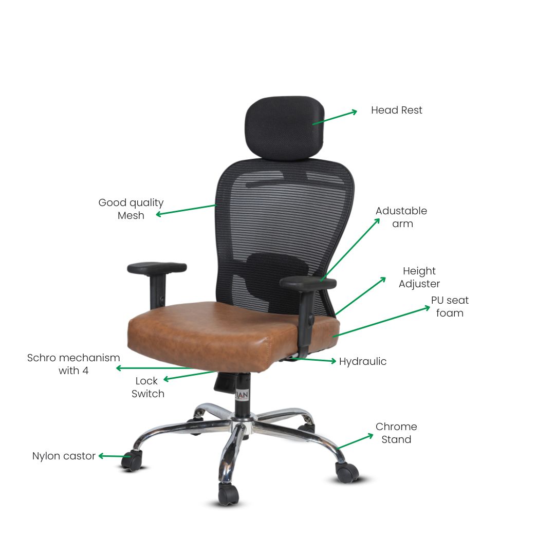 EVIAN Revolving Black and Brown 1219 x 609 x 533 mm PVC Office Chairs_1