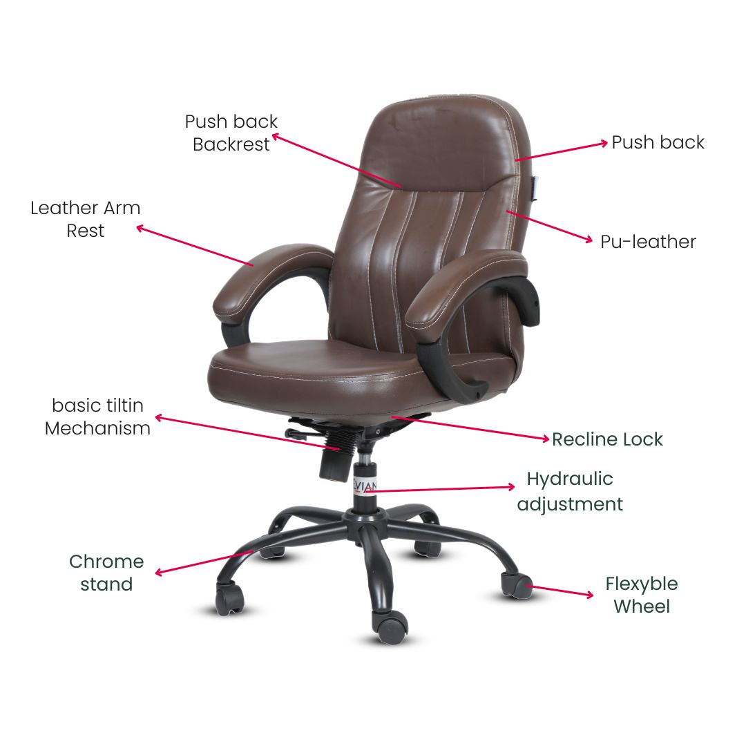 EVIAN Staff Chair Brown 1016 x 584 x 469 mm Metal Office Chairs_1