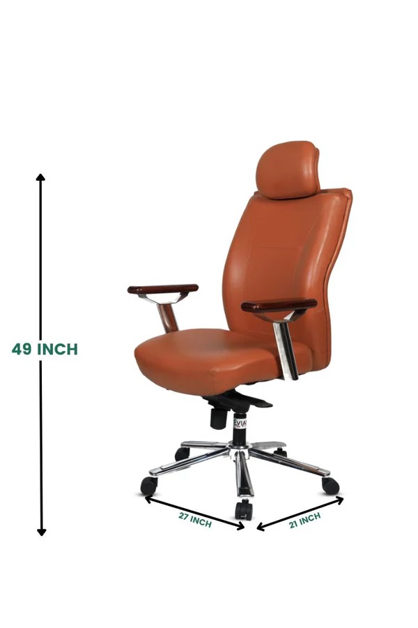 EVIAN Revolving Chair Brown 1244 x 685 X 533 mm Wooden Office Chairs_1