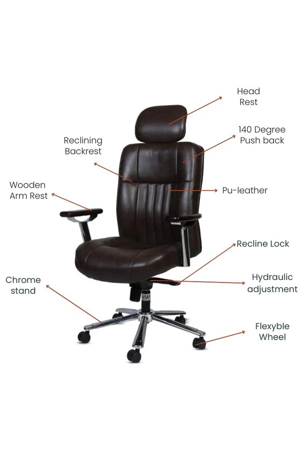 EVIAN Revolving Brown 1244 x 685 x 533 mm Wooden Office Chairs_1