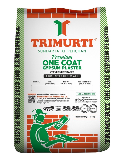 Trimurti One Coat Hemihydrate Gypsum Plasters 25 kg White_1