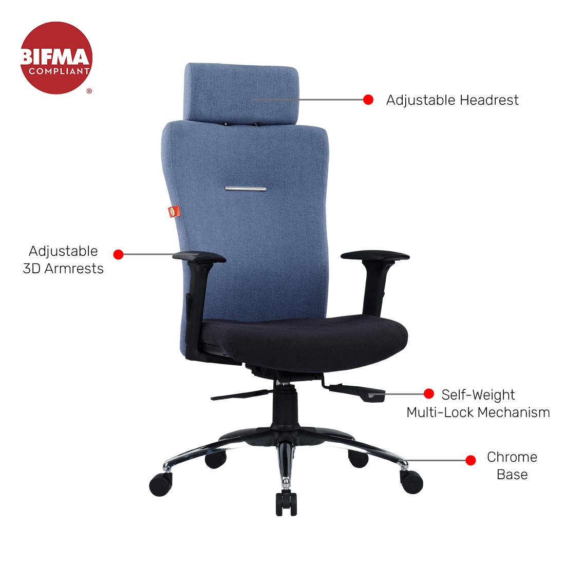 Durian Revolving Black and Blue 620 x 700 x 1350 mm Hot Pressed Plywood Office Chairs_2