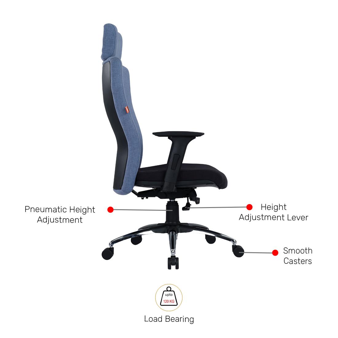 Durian Revolving Black and Blue 620 x 700 x 1350 mm Hot Pressed Plywood Office Chairs_3