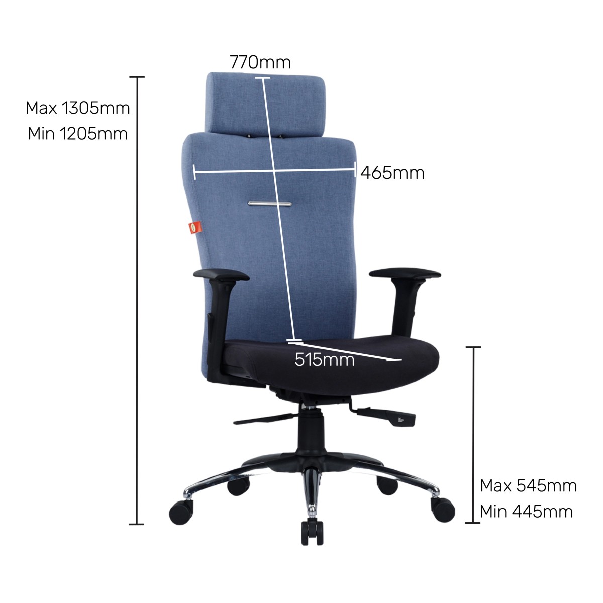 Durian Revolving Black and Blue 620 x 700 x 1350 mm Hot Pressed Plywood Office Chairs_4