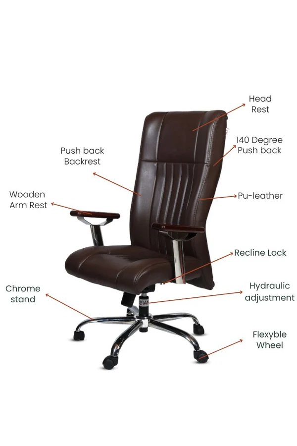 EVIAN REVOLVING Brown 1219 x 508 x 508 mm Wooden Office Chairs_1