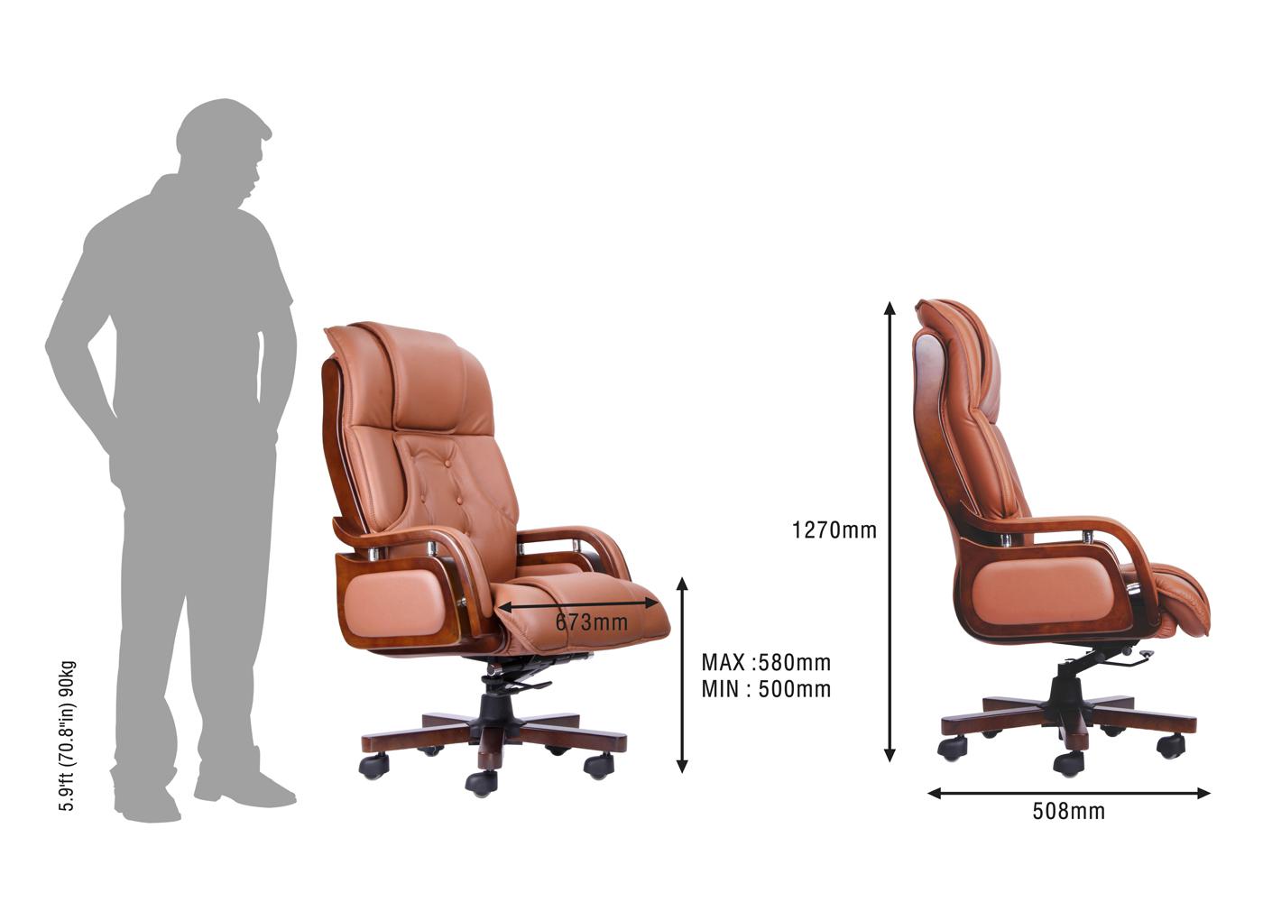 Durian HighBack Leather Chair Brown 673 x 508 x 1270 mm Hot Pressed Plywood Office Chairs_4