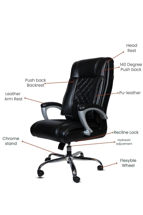 EVIAN Revolving Black 1219 x 660 x 558 mm Wooden Office Chairs_1
