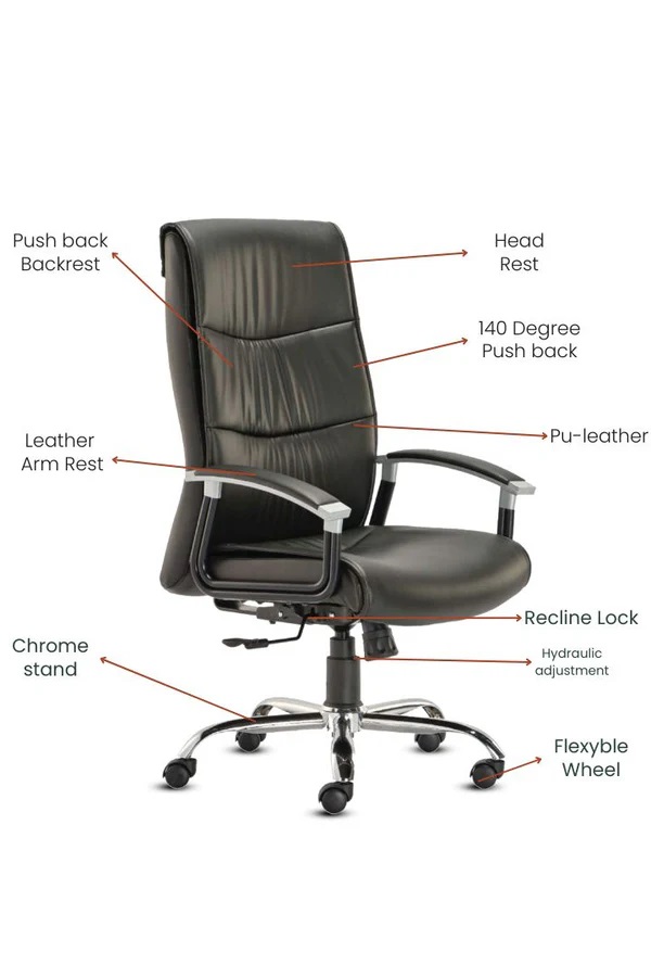 EVIAN Revolving Black 1219 x 660 x 558 mm Wooden Office Chairs_1
