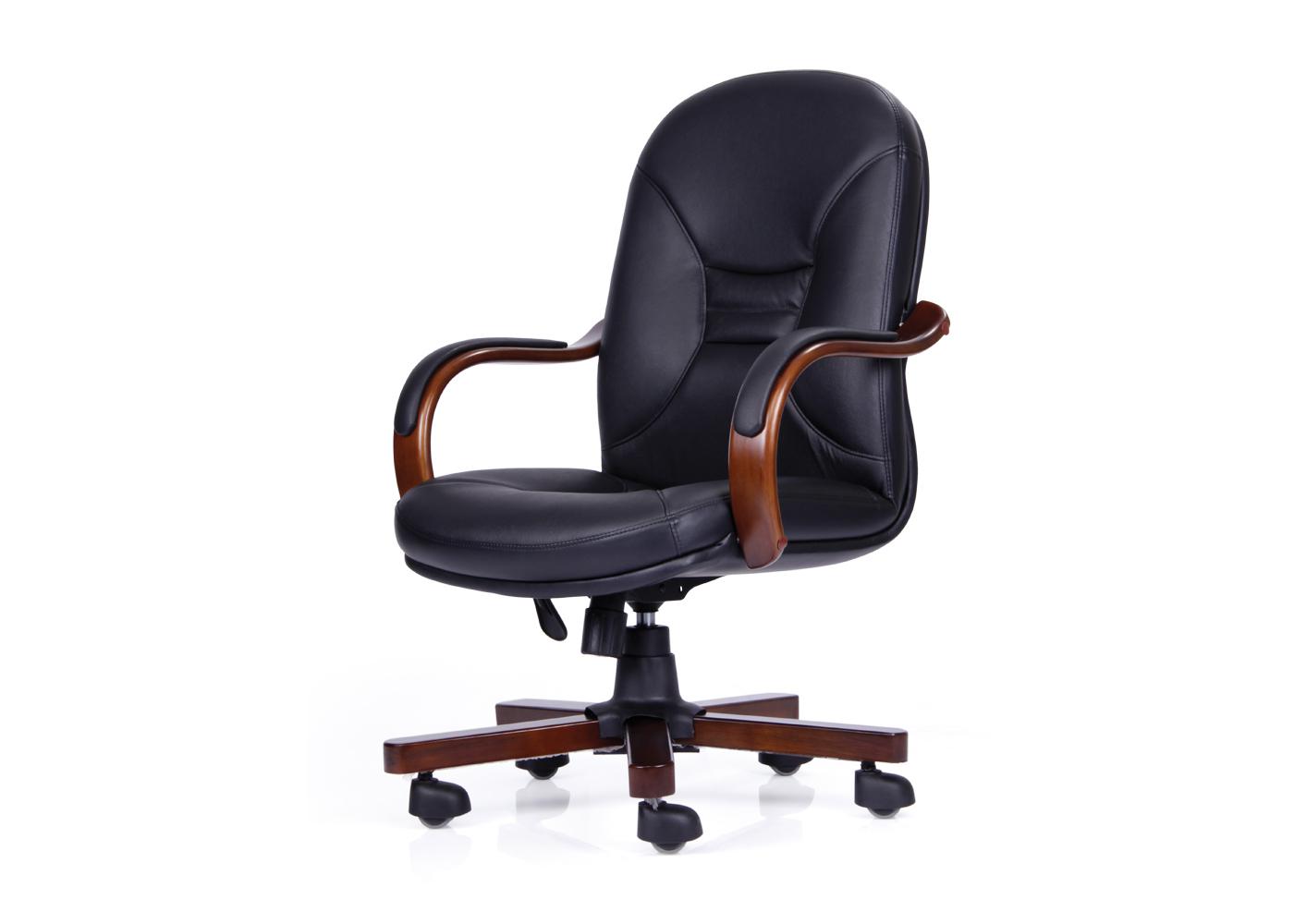 Durian Medium Back Leather Chair Black 660 x 508 x 1092 mm Hot Pressed Plywood Office Chairs_1
