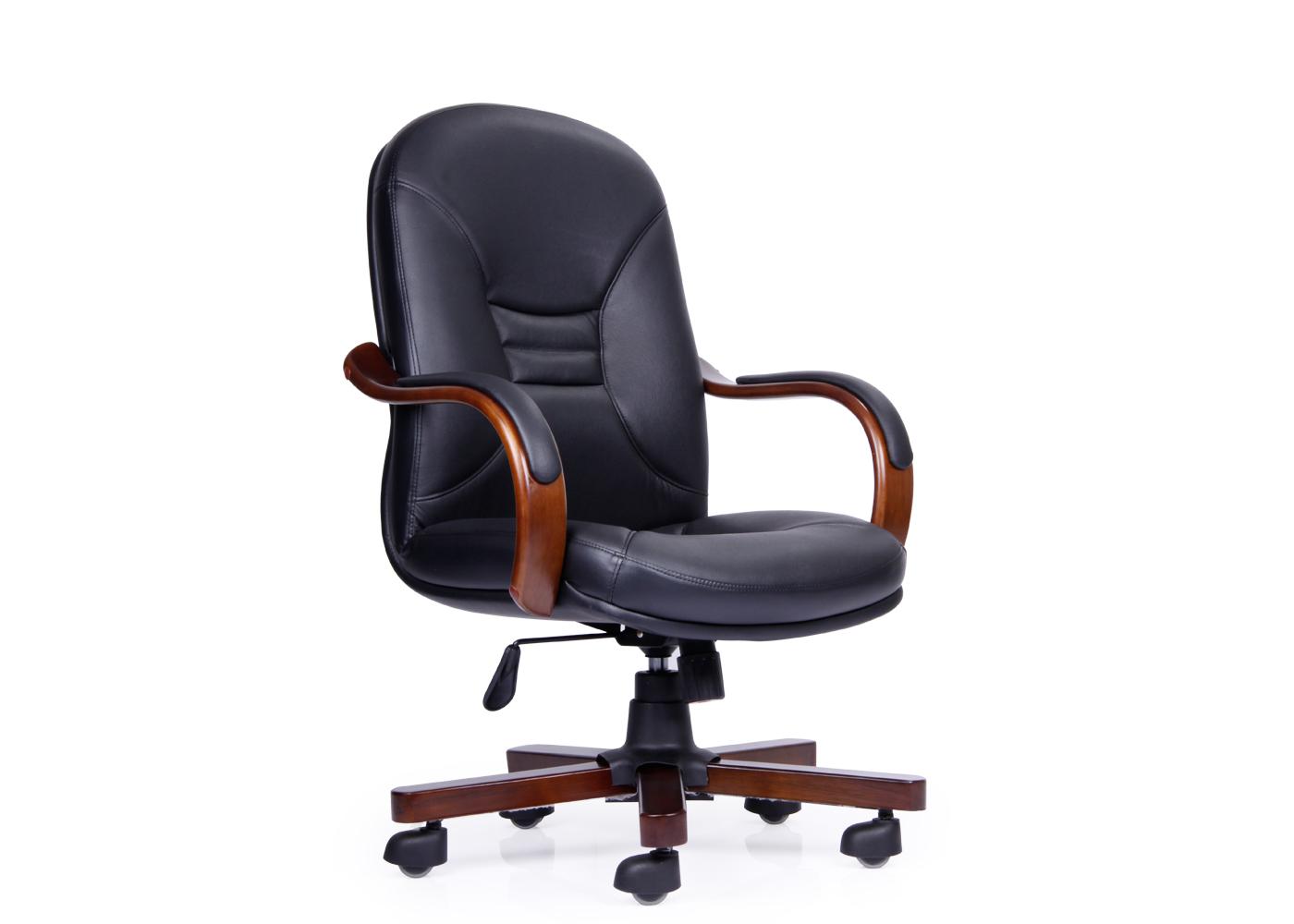 Durian Medium Back Leather Chair Black 660 x 508 x 1092 mm Hot Pressed Plywood Office Chairs_2