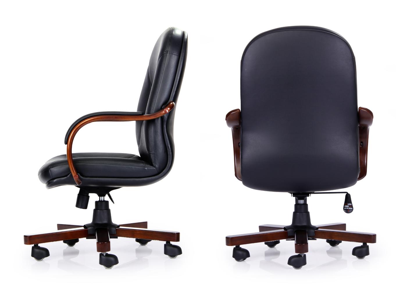 Durian Medium Back Leather Chair Black 660 x 508 x 1092 mm Hot Pressed Plywood Office Chairs_3