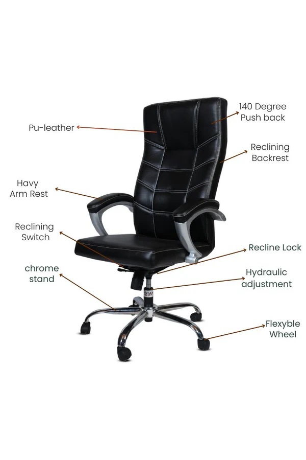 EVIAN Revolving Black 1219 x 635 x 584 mm Metal Office Chairs_1