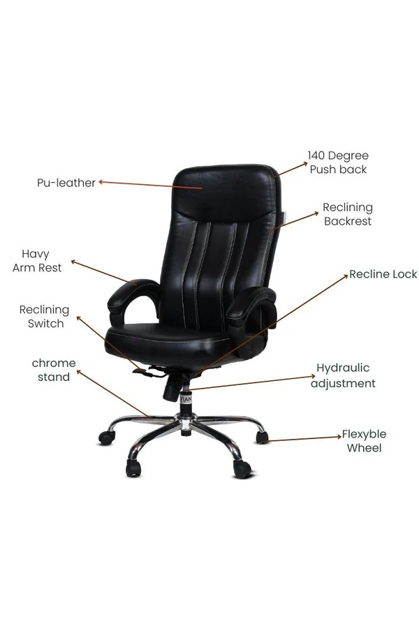 EVIAN Revolving Black 1219 x 635 x 609 mm Metal Office Chairs_1