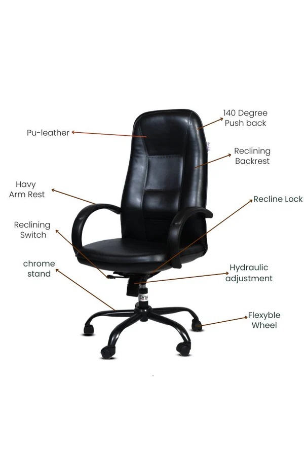 EVIAN Revolving Black 1219 x  635  x 584 mm Metal Office Chairs_1