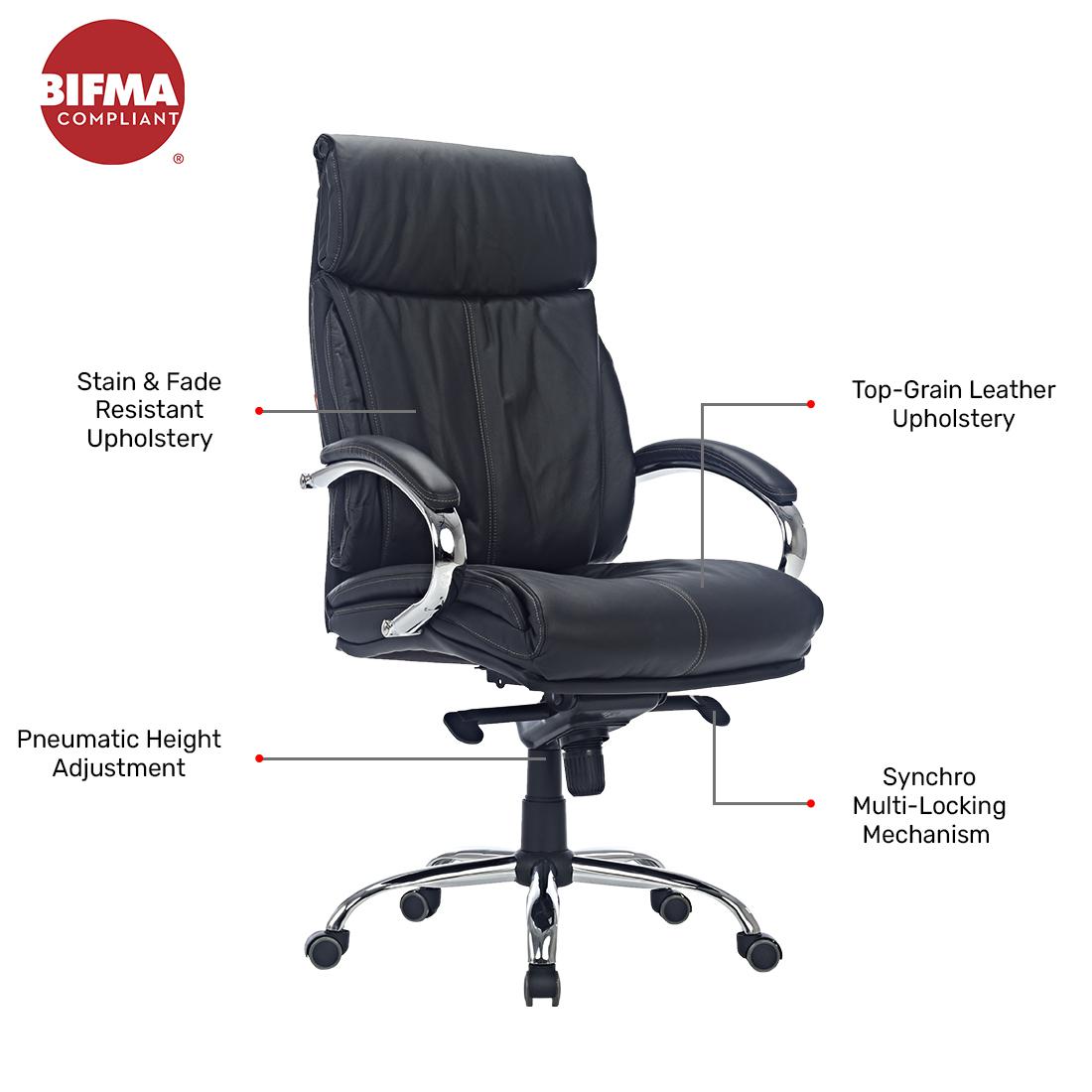 Durian High Back Leather Chair Black 650 x 620 x 1300 mm Hot Pressed Plywood Office Chairs_2