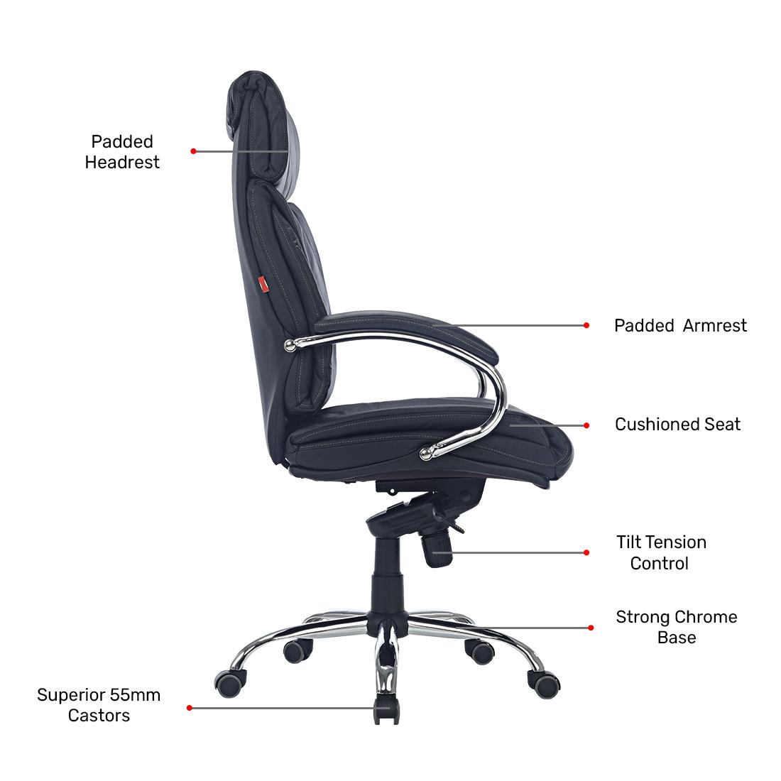 Durian High Back Leather Chair Black 650 x 620 x 1300 mm Hot Pressed Plywood Office Chairs_3