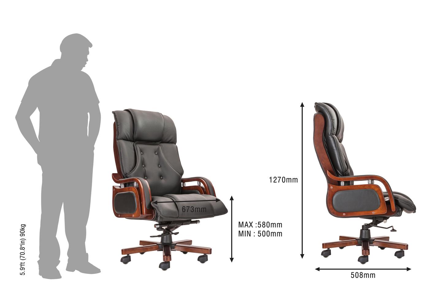 Durian HighBack Leather Chair Black 673 x 508 x 1270 mm Hot Pressed Plywood Office Chairs_4