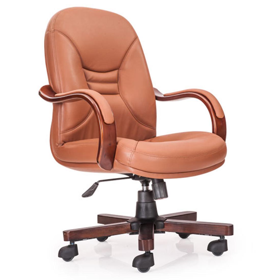 Durian Medium Back Leather Chair Brown 660 x 508 x 1092 mm Hot Pressed Plywood Office Chairs_1