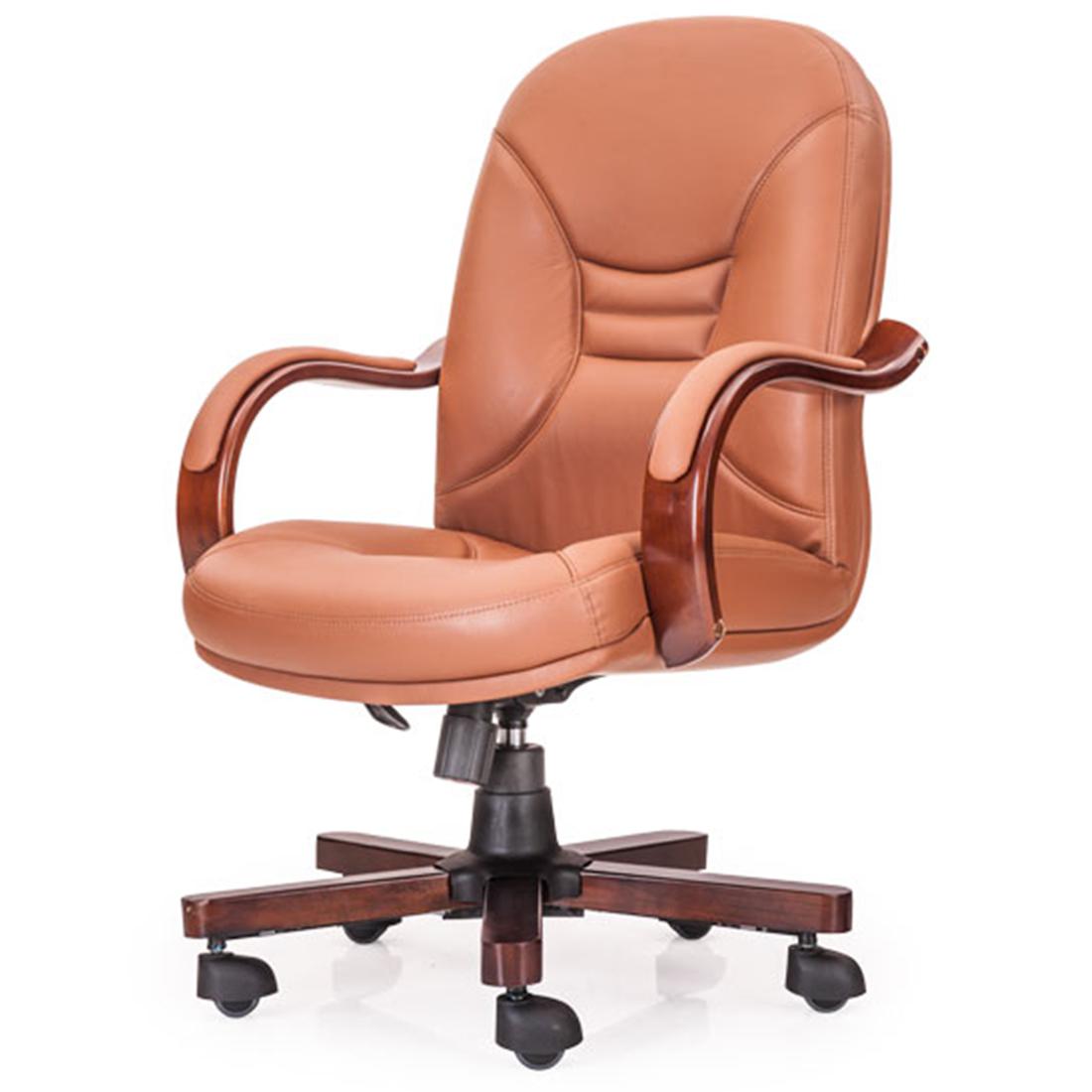Durian Medium Back Leather Chair Brown 660 x 508 x 1092 mm Hot Pressed Plywood Office Chairs_2