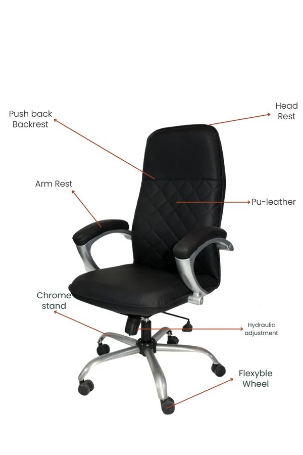 EVIAN Revolving Black 1168 x 609 x  558 mm Metal Office Chairs_1