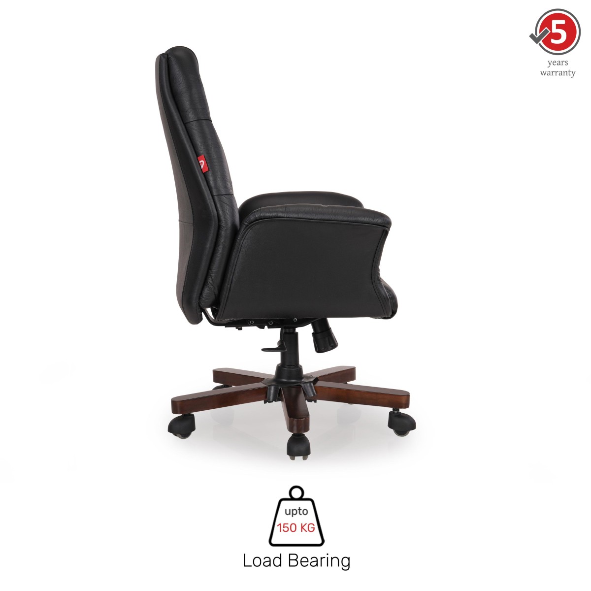 Durian Medium Back Leather Chair Black 760 x 670 x 1190 mm Hot Pressed Plywood Office Chairs_2