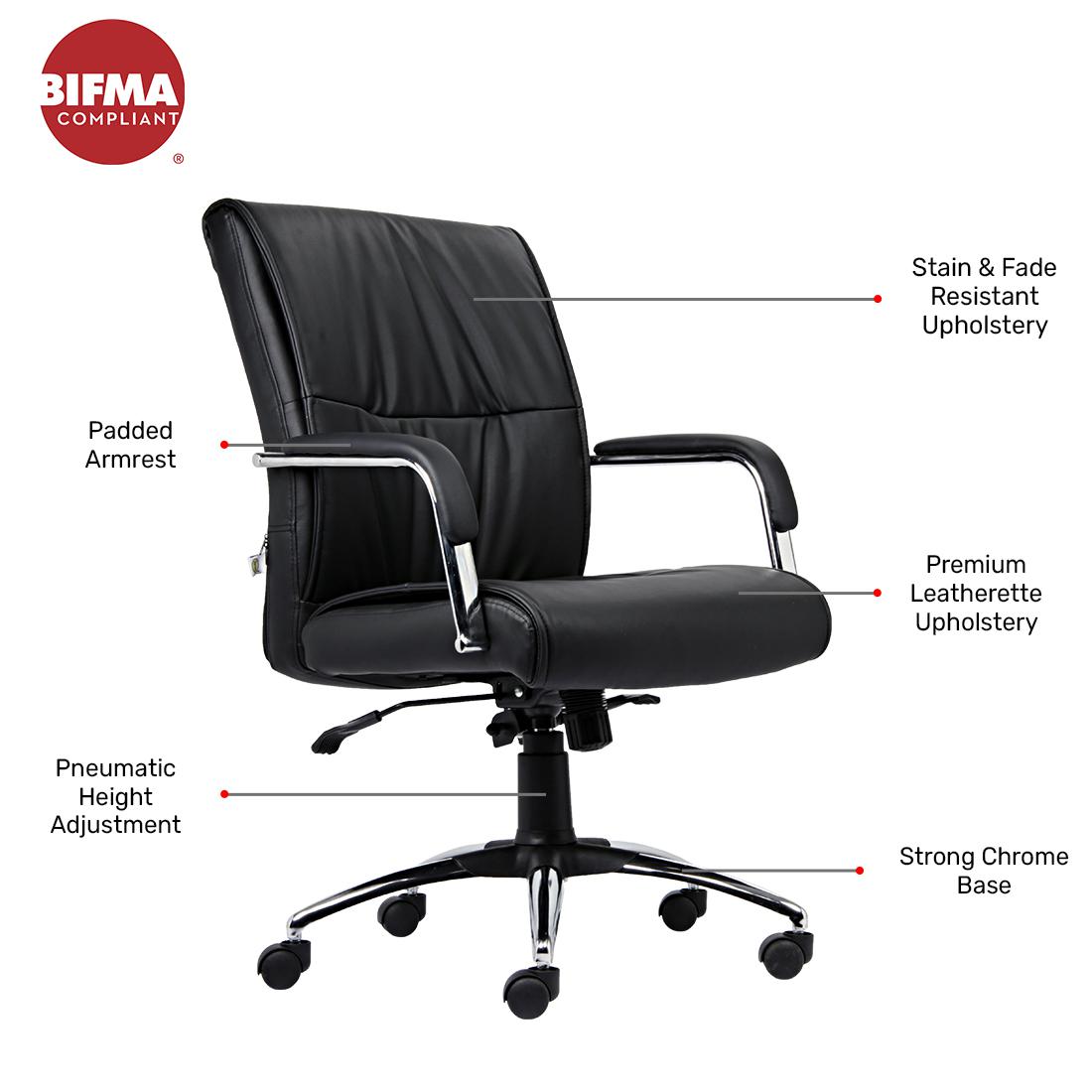 Durian Low Back Leatherette Chair Black 660 x 620 x 1105 mm Hot Pressed Plywood Office Chairs_2