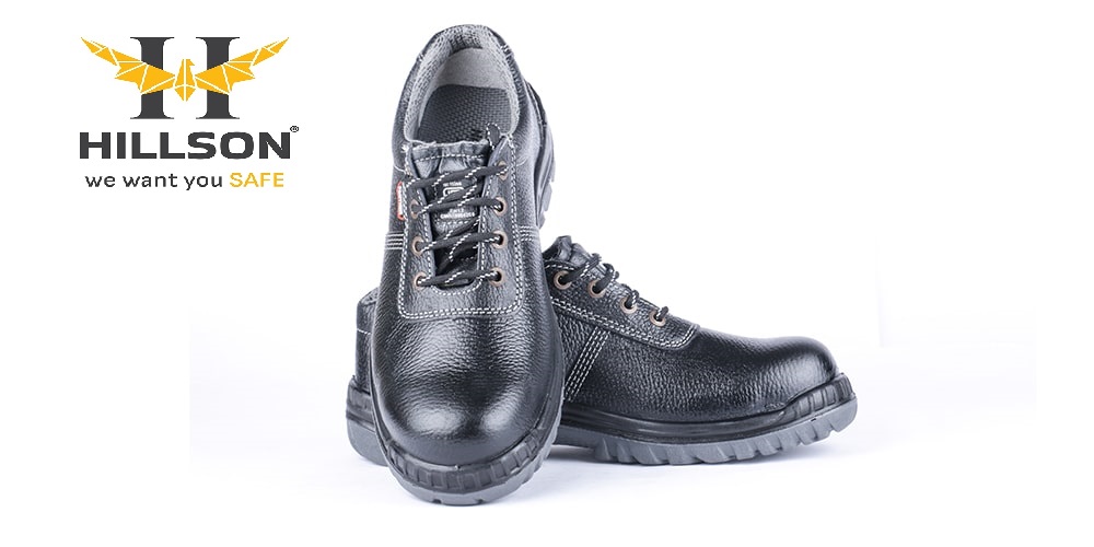 Hillson Panther Buff Leather Steel Toe Safety Shoes Black_1