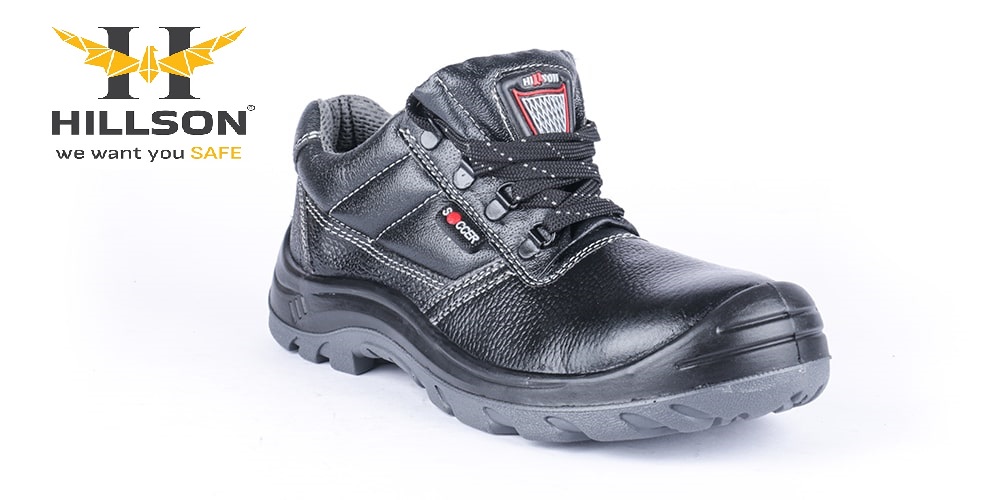 Hillson Soccer Buff Leather Steel Toe Safety Shoes Black_2