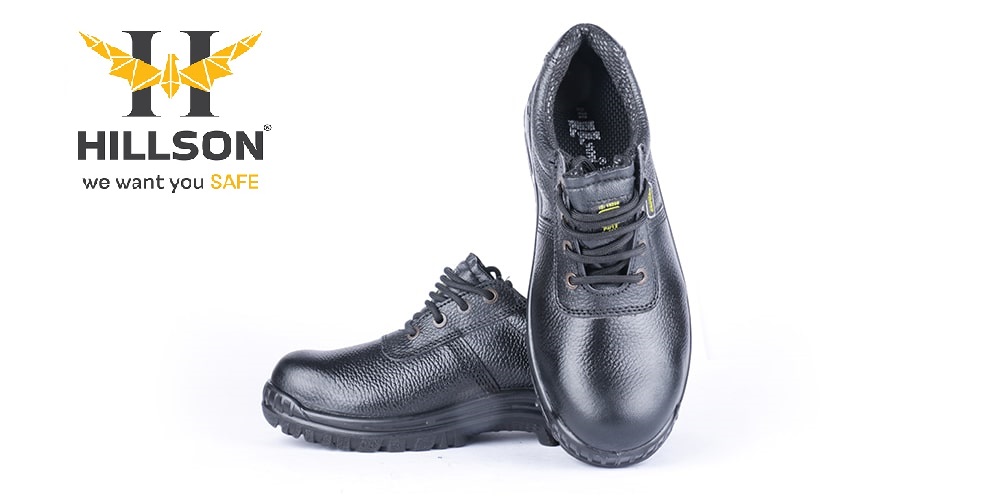 Hillson Jaguar Buff Leather Steel Toe Safety Shoes Black_1