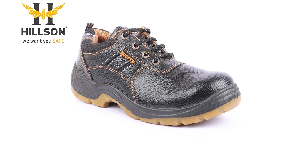Hillson Sporty Synthetic Leather Steel Toe Safety Shoes Black_1