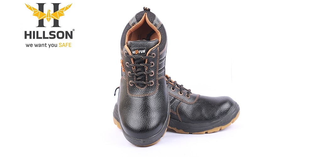 Hillson Sporty Synthetic Leather Steel Toe Safety Shoes Black_2