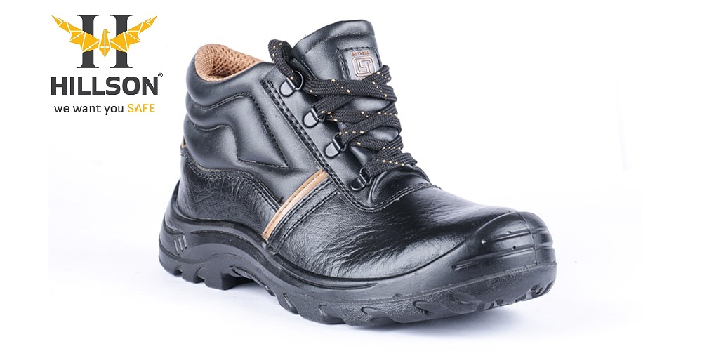 Hillson Apache Genuine Grain Leather Steel Toe Safety Shoes Black_2