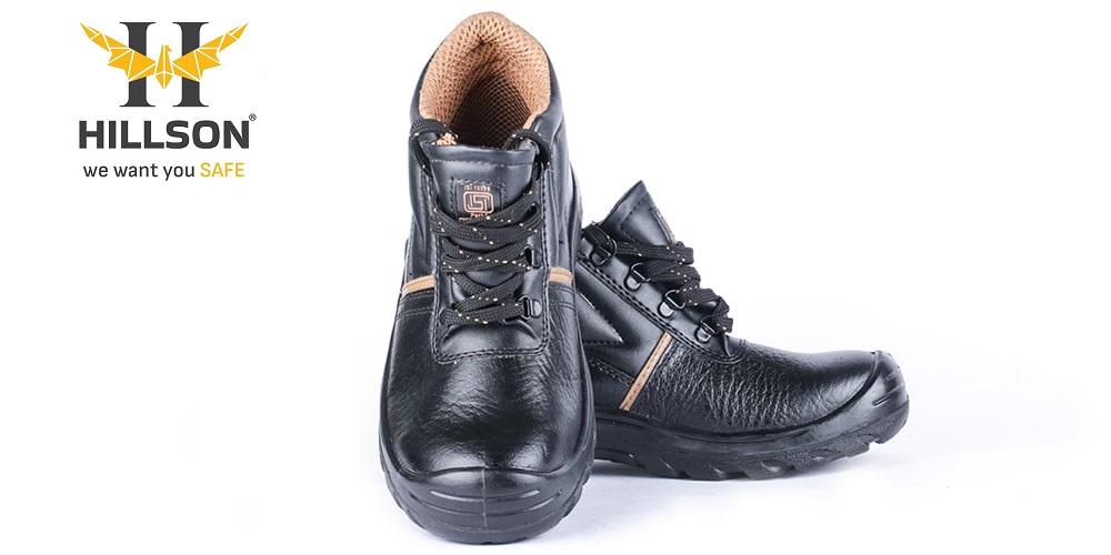 Hillson Apache Genuine Grain Leather Steel Toe Safety Shoes Black_3