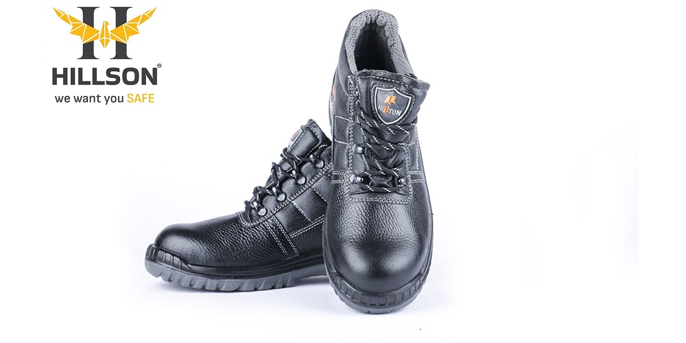 Hillson Mirage Buff Leather Steel Toe Safety Shoes Black_1