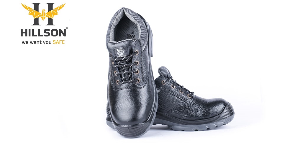 Hillson Nucleus Buff Leather Steel Toe Safety Shoes Black_1