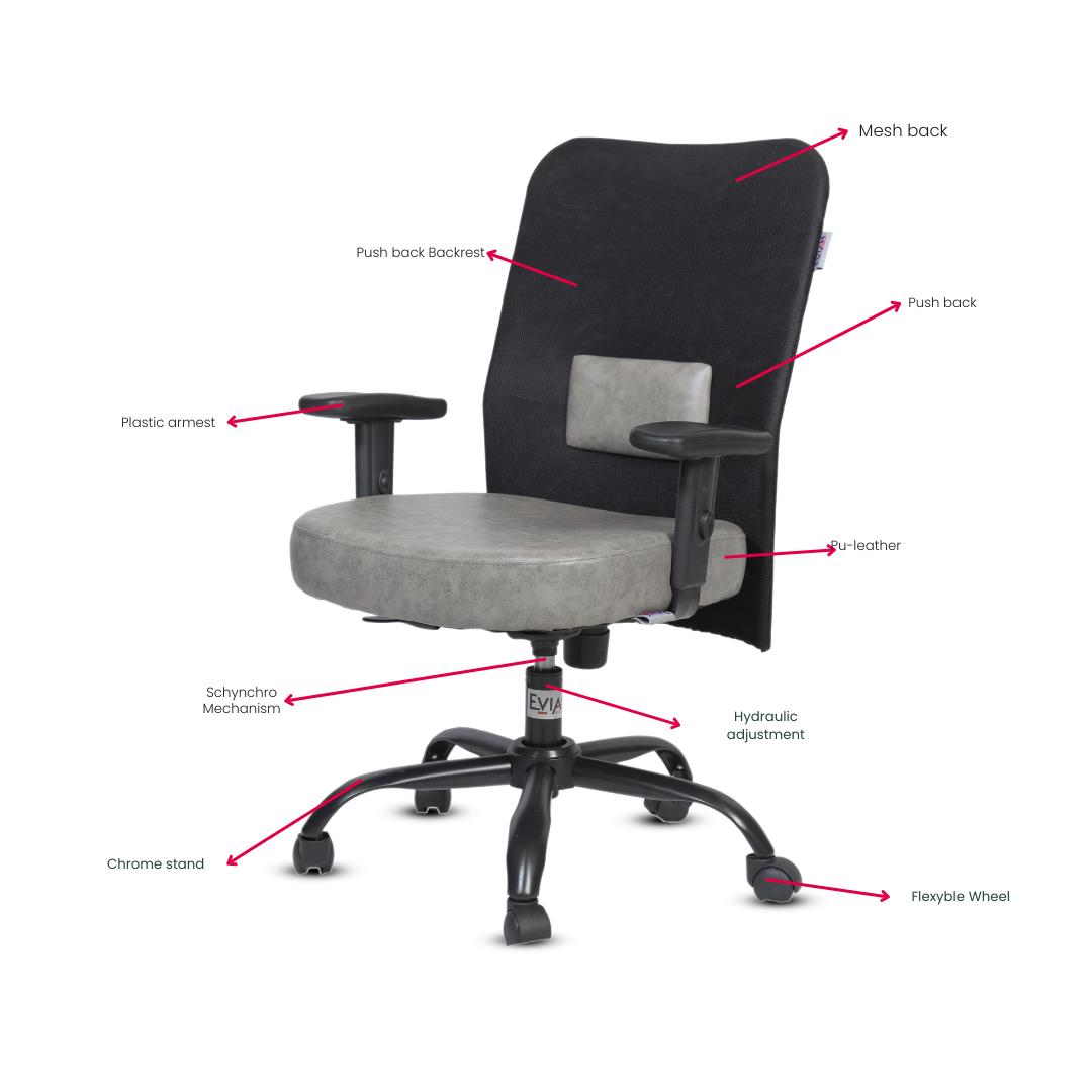 EVIAN Staff Chair Black and Grey 1016 x 609 x 457 mm Metal Office Chairs_1