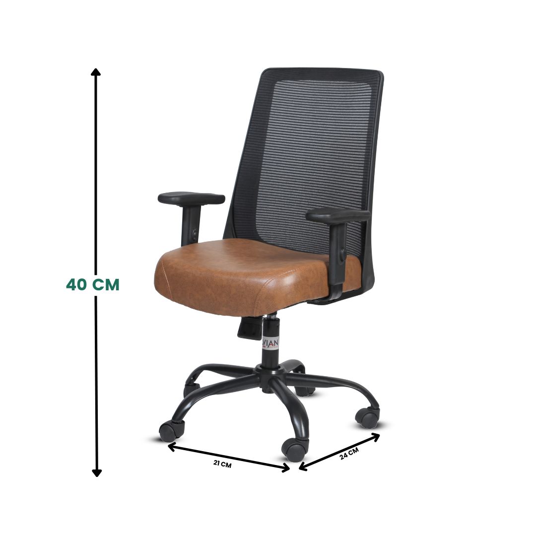 EVIAN Staff Chair Black and Brown 1016 x 609 x 533 mm PU Office Chairs_2