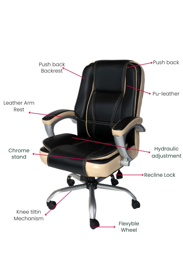 EVIAN Staff Chair Black and Cream 1016 x 584 x 469 mm Wooden Office Chairs_1