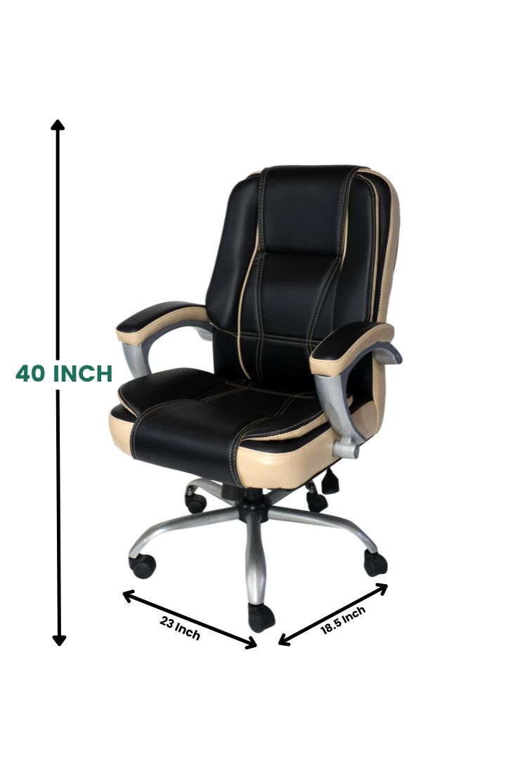 EVIAN Staff Chair Black and Cream 1016 x 584 x 469 mm Wooden Office Chairs_2