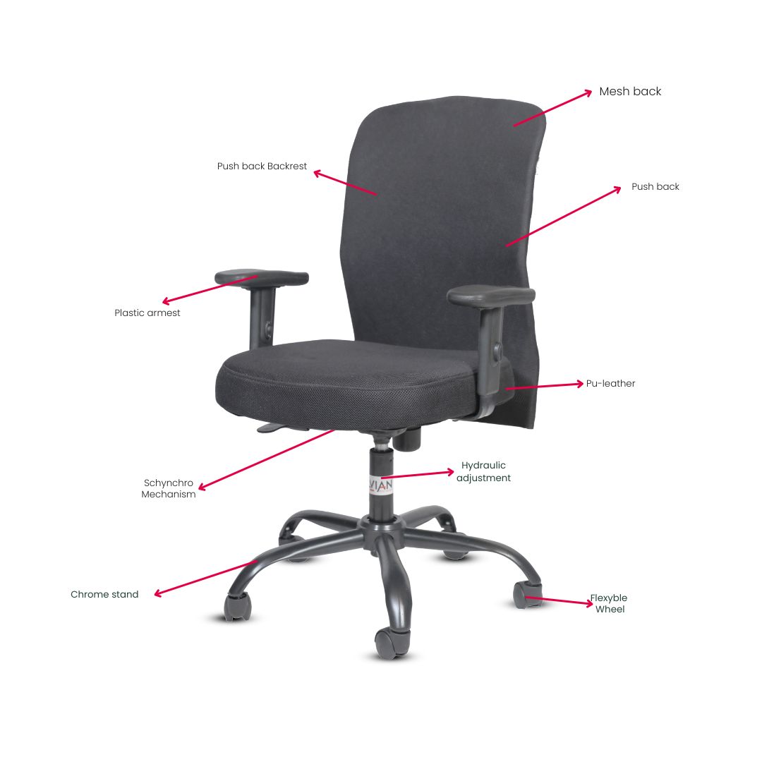 EVIAN Staff Chair Black 1016 x 609 x 457 mm Metal Office Chairs_1