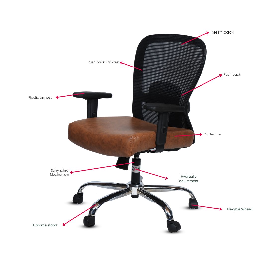 EVIAN Staff Chair Black and Brown 1143 X 609 X 533 mm PU Office Chairs_1