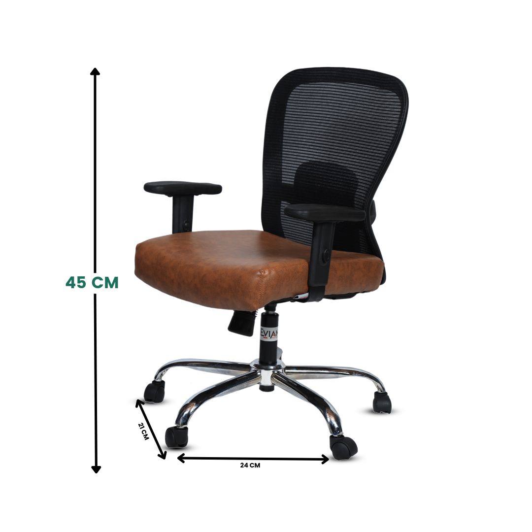 EVIAN Staff Chair Black and Brown 1143 X 609 X 533 mm PU Office Chairs_2