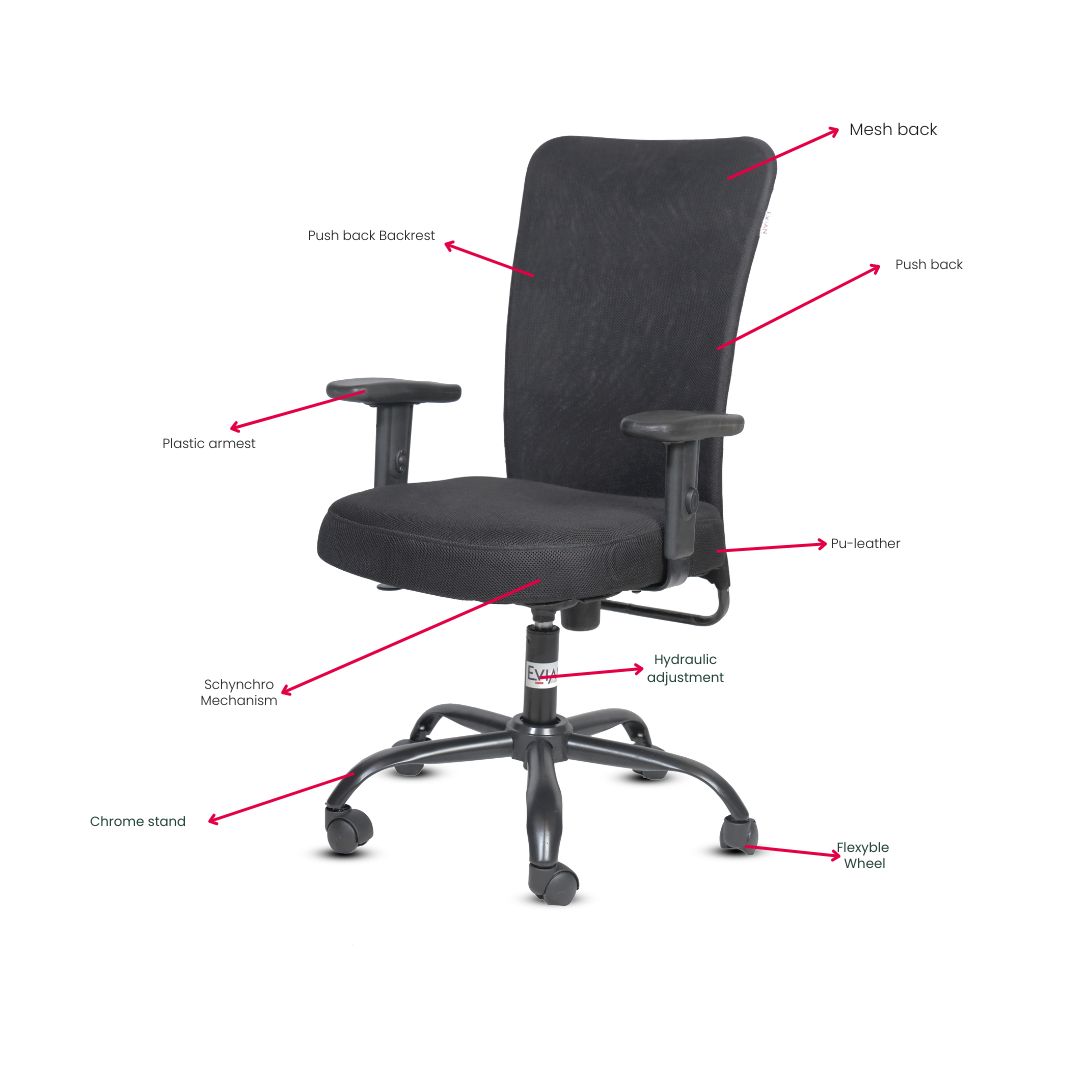 EVIAN Staff Black 1016 x 609 x 457 mm Metal Office Chairs_1