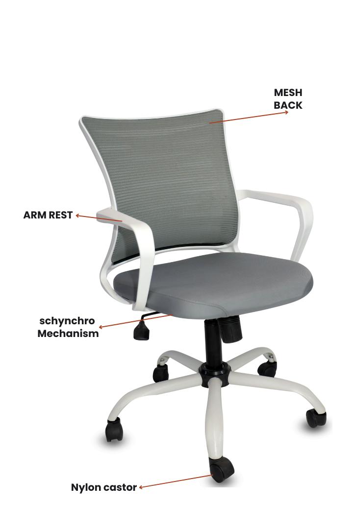 EVIAN Staff White and Grey 914 x 558 x 508 mm PU Office Chairs_1
