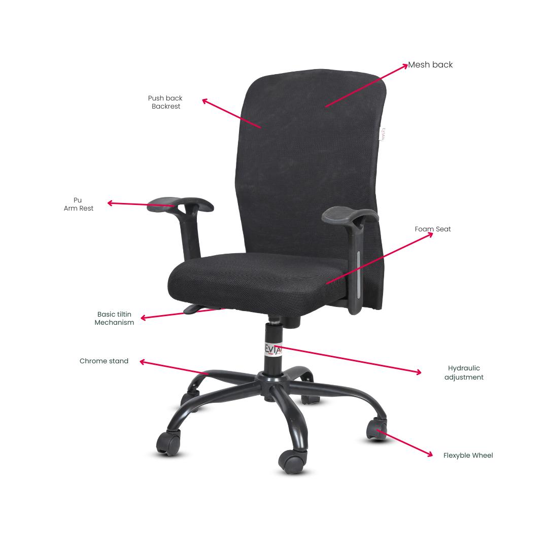EVIAN Staff Chair Black 1016 x 609 x 457 mm Metal Office Chairs_1