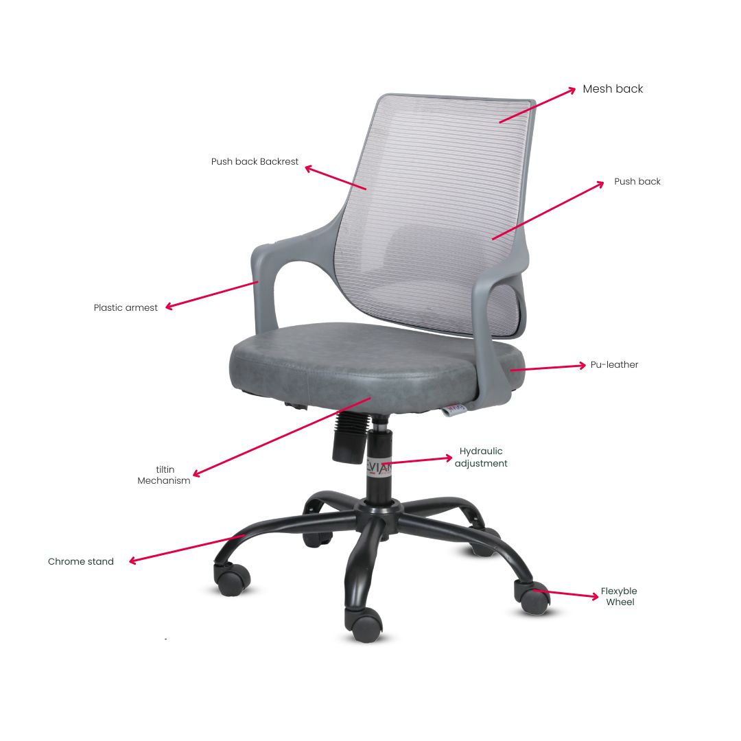 EVIAN Staff Grey 914 x 558 x 508 mm PU Office Chairs_1