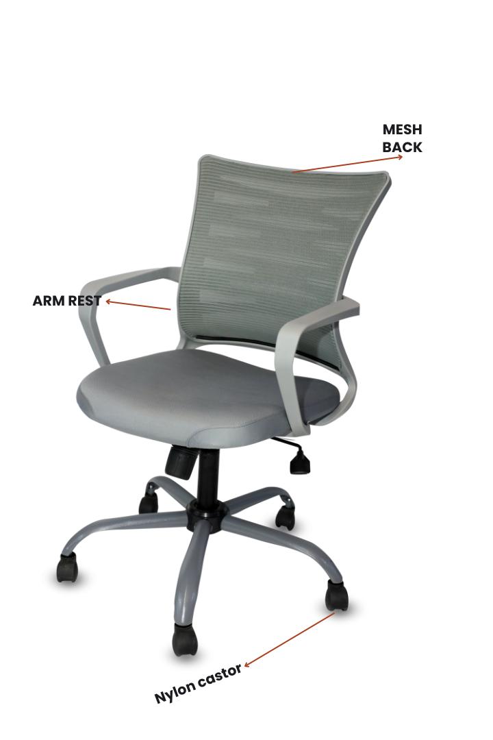 EVIAN Staff Chair Grey 914 x 558 x 508 mm PU Office Chairs_1