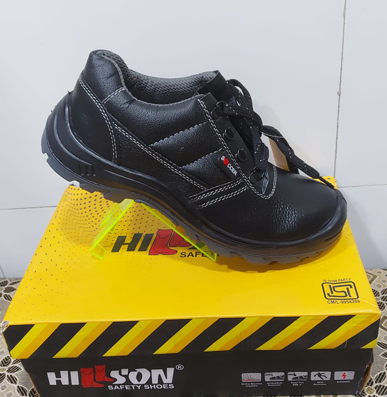 Hillson Real Leather Steel Toe Safety Shoes Black_1